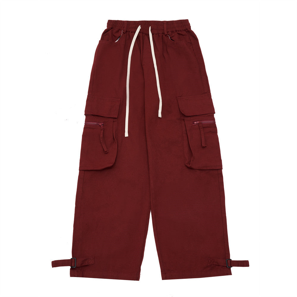 Solid Color Cargo Trousers