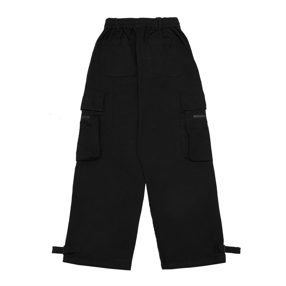 Solid Color Cargo Trousers