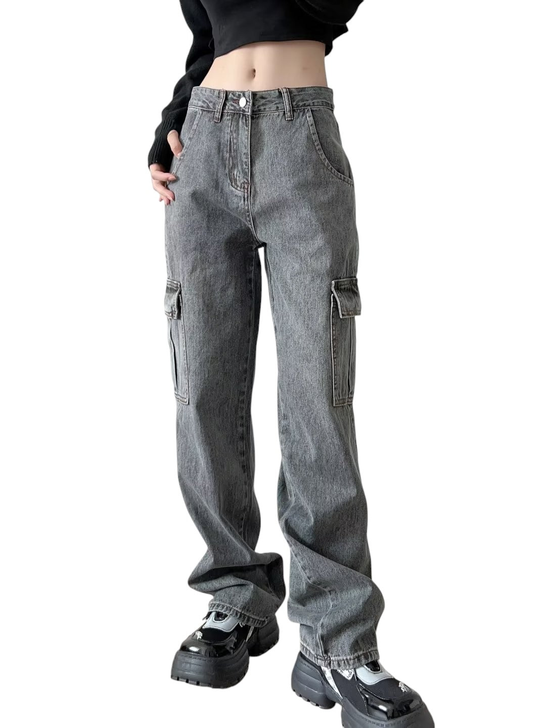 Large-Pocket Jeans Straight