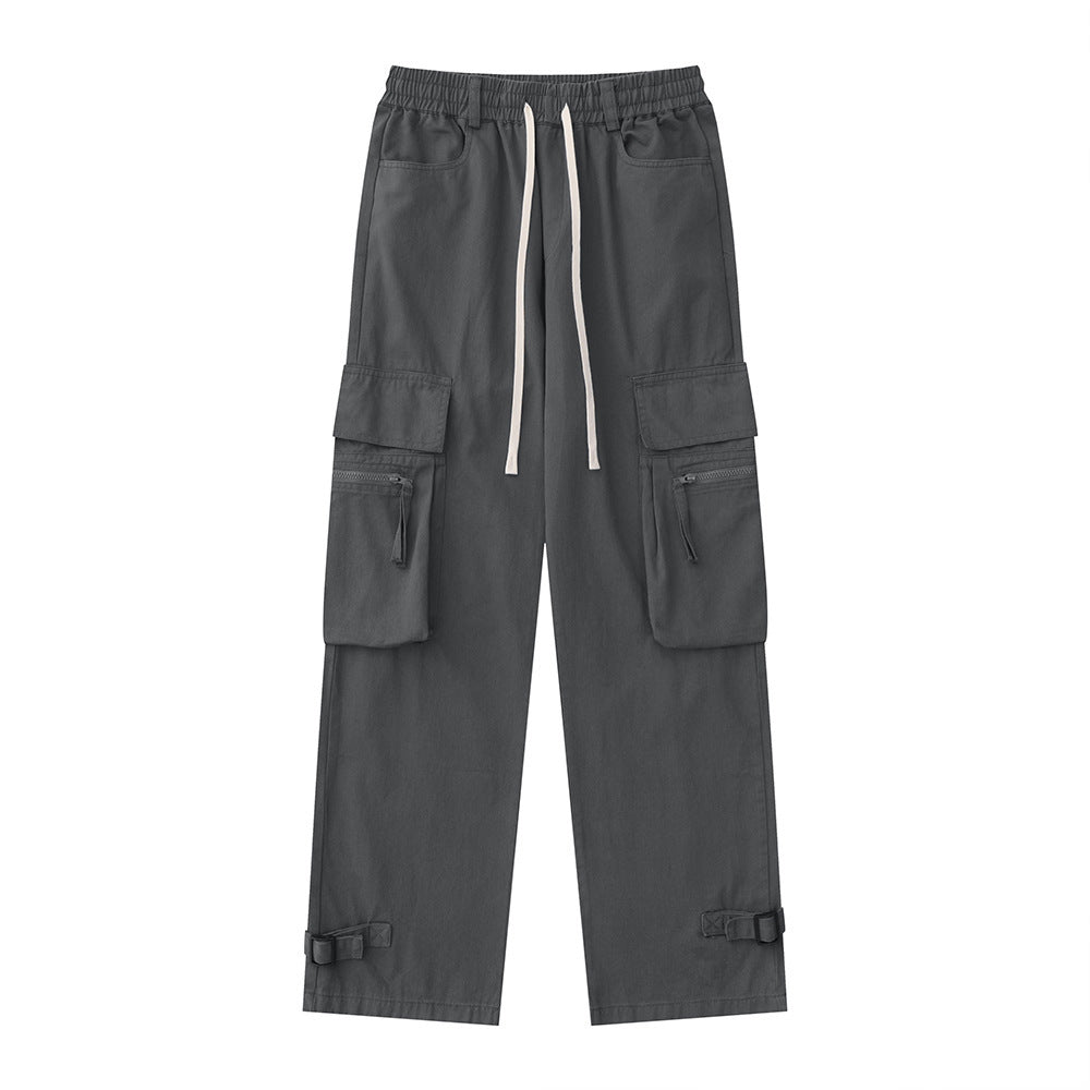 Solid Color Cargo Trousers