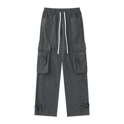 Solid Color Cargo Trousers