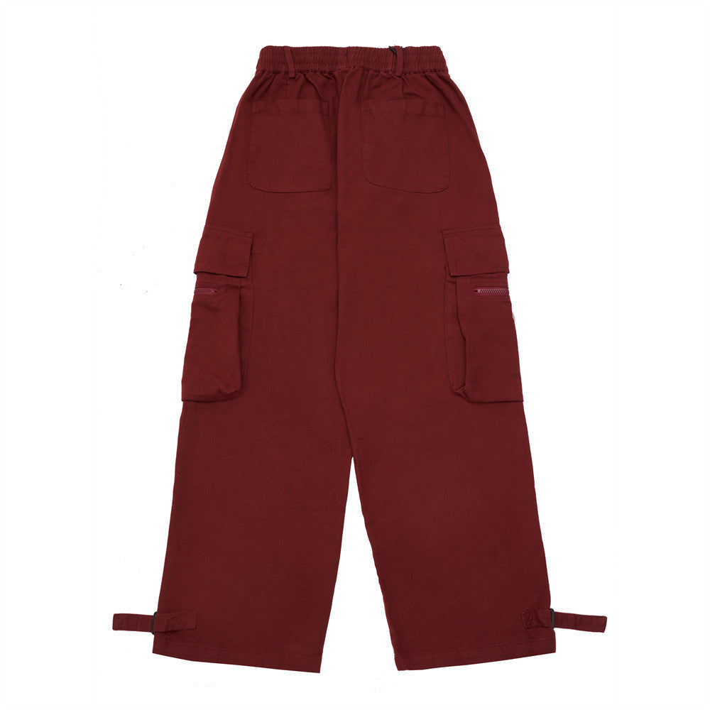 Solid Color Cargo Trousers