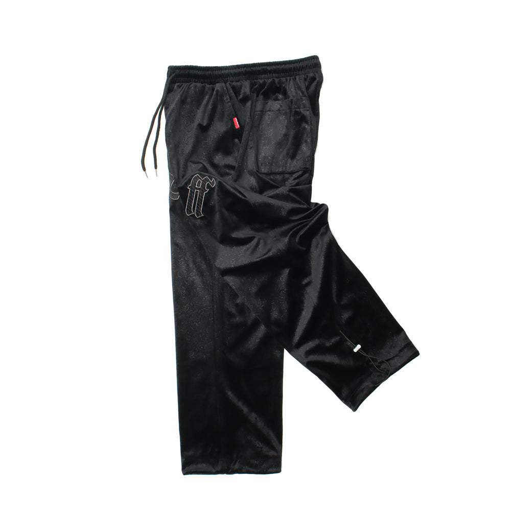 Embossed Velvet Ankle Banded Trousers